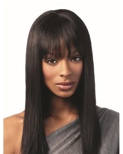 Capless Straight 16" Long African American Natural Human Hair Women Wigs