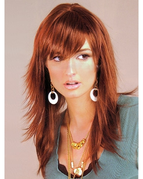 Auburn Layered Straight Capless  Long Synthetic Women Wigs