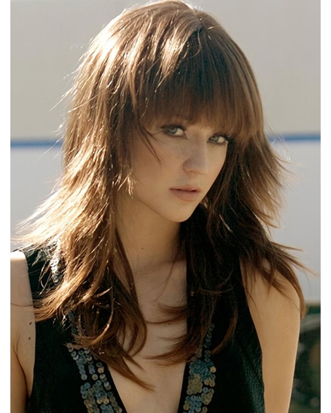 Auburn Layered Straight Capless  Long Synthetic Women Wigs