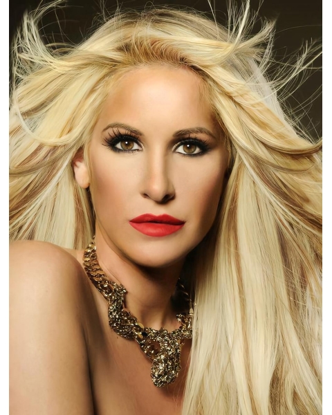 Perfect 18'' Long Blonde Straight Lace Front  Synthetic Women Kim Zolciak Wigs