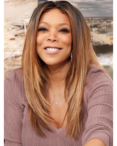  20 Inch Long Straight Lace Front Remy Human Hair Wendy Williams Inspired Celebrity Two Tone Women Wigs