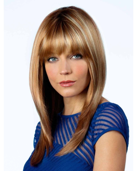 16'' Long Blonde Straight  Monofilament Synthetic Women Wigs