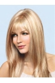 16'' Long Straight Blonde Remy Human Hair 100% Hand-Tied Women Wigs