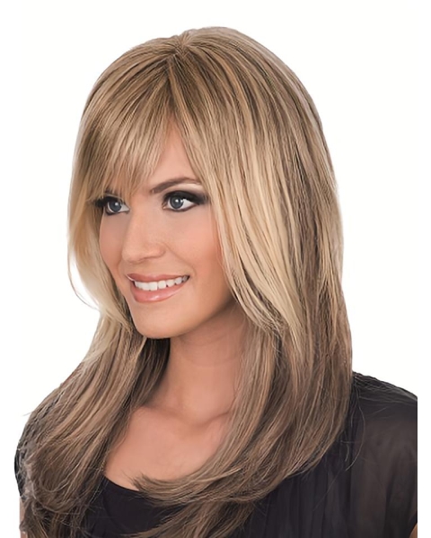 16'' Long Straight Brown Frull Lace Remy Human Hair Women Wholesome Wigs