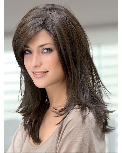 Faddish 16'' Long  Straight Monofilament Lace Front Remy Human Hair Women Wigs