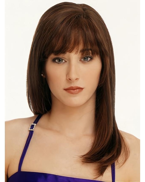 16'' Long Preferential Auburn Straight 100% Hand-Tied Mono Top Remy Human Hair Women Wigs