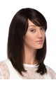 16'' Suitable Capless Brown Straight Long Human Hair Women Wigs