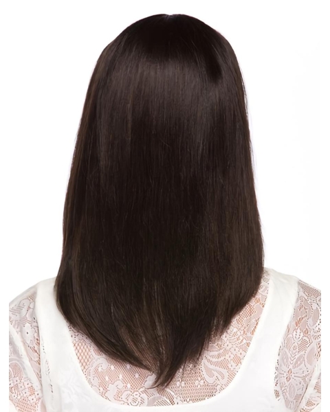 16'' Suitable Capless Brown Straight Long Human Hair Women Wigs