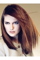 16'' Long Graceful Auburn Straight 100% Hand-Tied Mono Top Lace Front Remy Human Hair Women Wigs