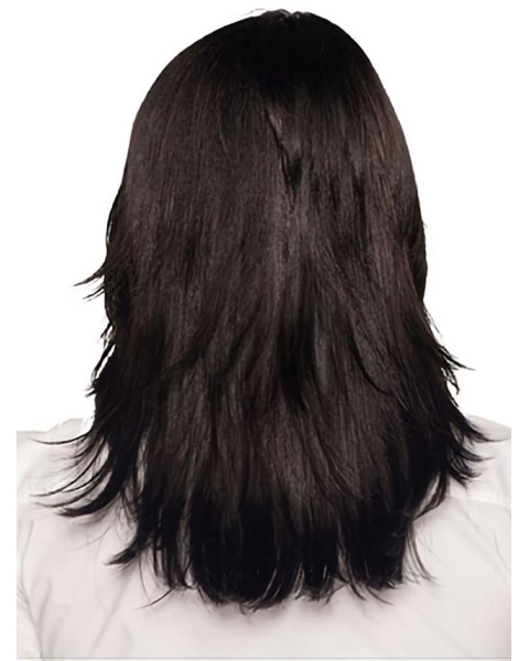 18" Long Straight Capless Natural Black Heat Friendly Synthetic Women Wigs