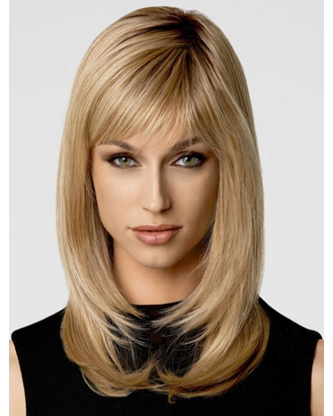 16'' Long Straight Capless Stylish Blonde  Synthetic Women Wigs