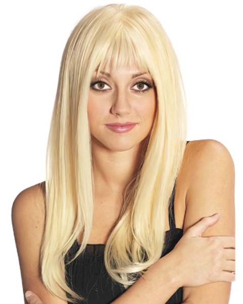 Blonde Long Straight Full Lace Remy Human Hair Women Wigs