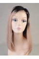 14'' Long Straight Ombre Color Customized Full Lace  Lob Full Blunt Ends Human Hair Women Wig