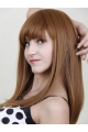 18'' Long High Quality Auburn Capless Straight 100% Remy Human Hair Women Celebrity Wigs