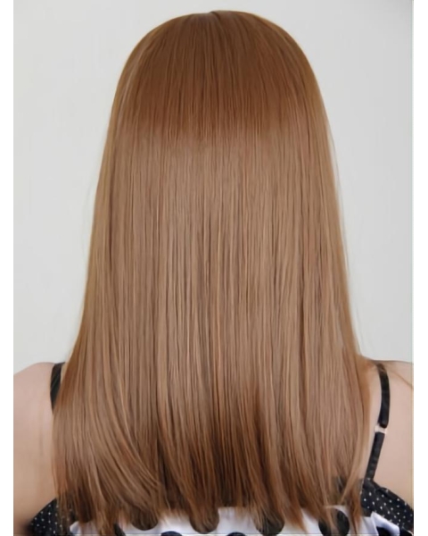 18'' Long High Quality Auburn Capless Straight 100% Remy Human Hair Women Celebrity Wigs