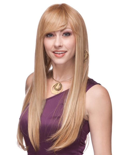 26'' Long Straight Blonde Monofilament Remy Human Hair Women Wigs