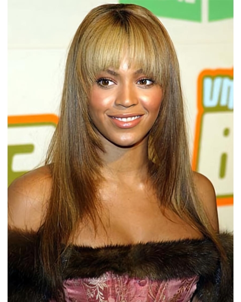 22'' Long Polite Blonde Straight Capless Brazilian Remy Hair Beyonce Women Wigs