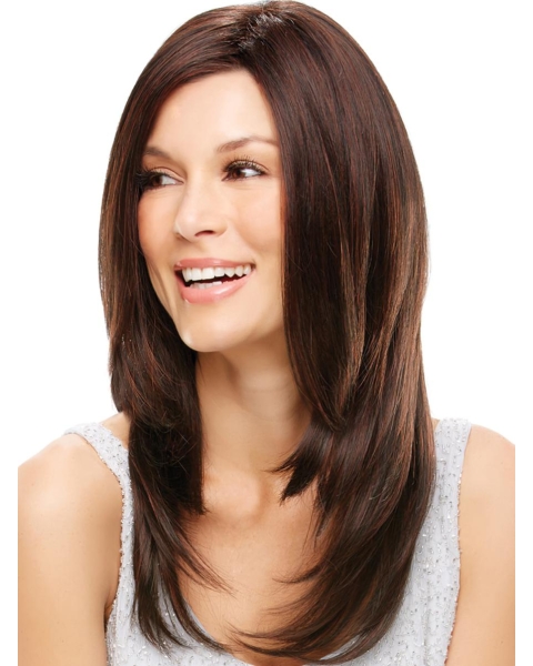 20" Long  Straight Lace Front Brown Synthetic Women wigs