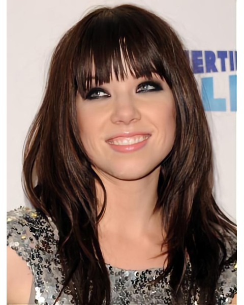 16" Long Stragiht Brown Capless Carly Rae Jepsen Synthetic Women Wigs