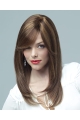 18'' Braw Brown Straight Monofilament Top 100% Hand-Tied Long Classic Remy Human Hair Women Wigs