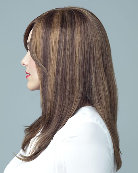 18'' Braw Brown Straight Monofilament Top 100% Hand-Tied Long Classic Remy Human Hair Women Wigs