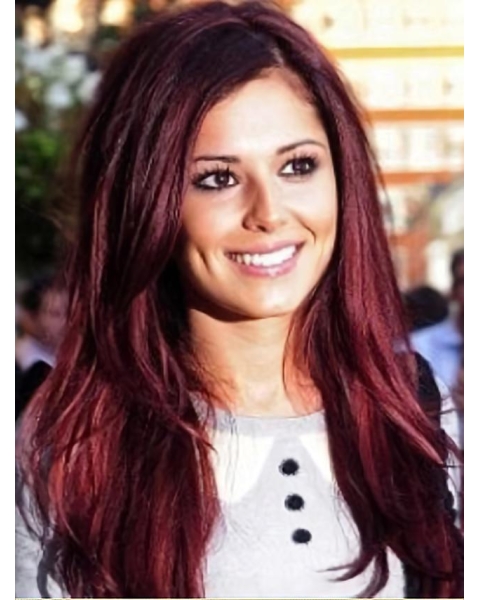 24'' Long Shining Red Straight Capless  Heat Friendly Synthetic  Women Cheryl Cole Wigs