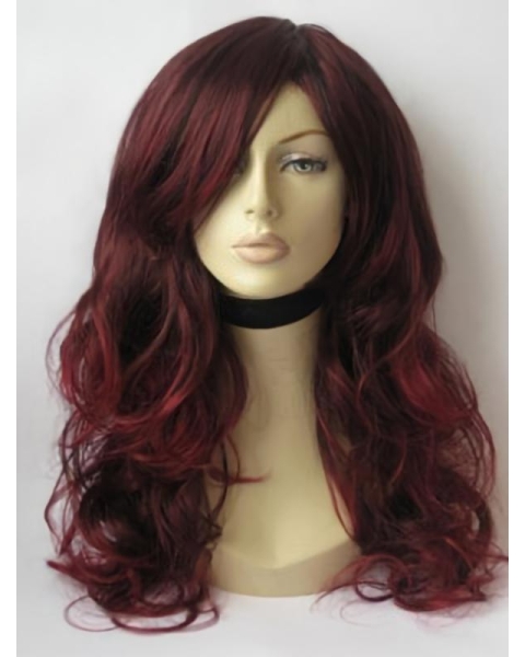 24'' Long Shining Red Straight Capless  Heat Friendly Synthetic  Women Cheryl Cole Wigs