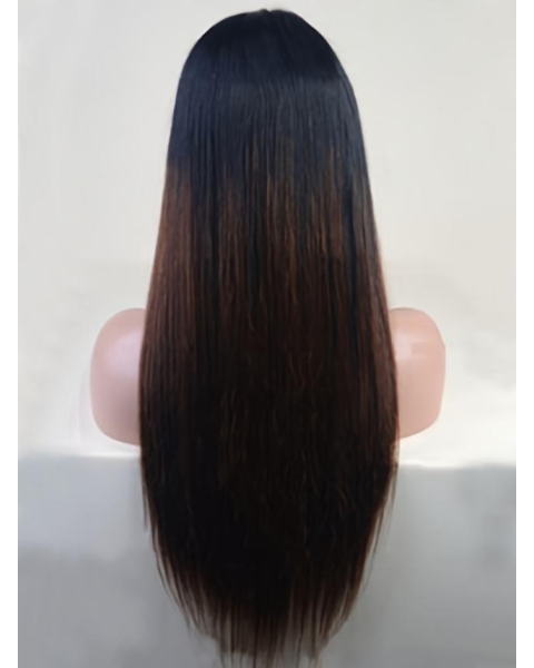 22'' Long Straight Ombre Color Full Lace Human Hair Women Wig