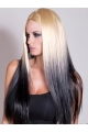 22" Straight Long Lace Front Ombre Indian Remy Human Hair Wigs for Lady