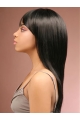 16'' Comfortable Black Straight Capless Long Indian Remy Human  Hair African American Women Wigs