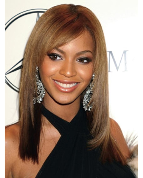 16'' Beyonce Hairstyle Fashionable Graceful Long Layered Straight Full Lace Human Hair Wig