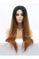 26 Inch Beautiful Long Straight Without Bangs Lace Front 100% Remy Hair Ombre Women Wigs