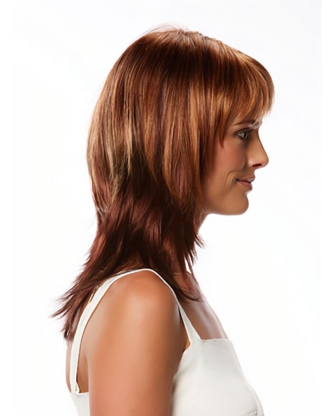 Traditional Brown Capless Straight Synthetic  Long Women Wigs