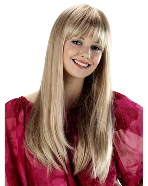 Beautiful Blonde  Capless Straight Long Synthetic Women Wigs