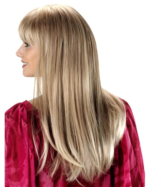 Beautiful Blonde  Capless Straight Long Synthetic Women Wigs