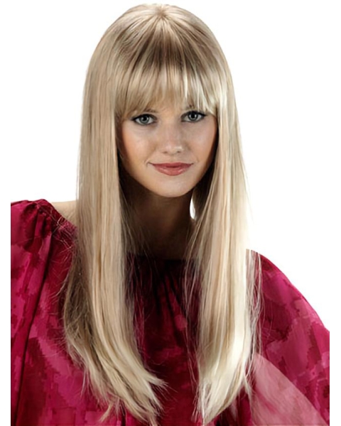 Beautiful Blonde  Capless Straight Long Synthetic Women Wigs