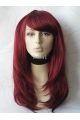 18 Inches Dark Red Long Straight Lace Front Remy Human Hair Women Wigs