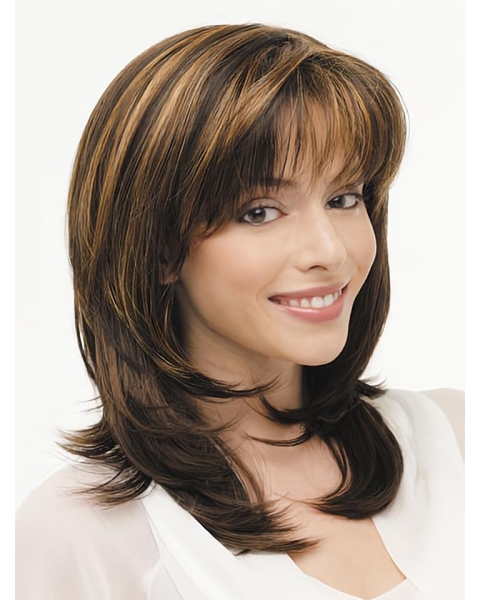 Monofilament Lace Front Straight Shoulder Length Synthetic Affordable Long Women Wigs