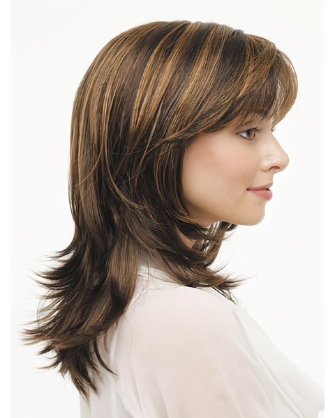 Monofilament Lace Front Straight Shoulder Length Synthetic Affordable Long Women Wigs