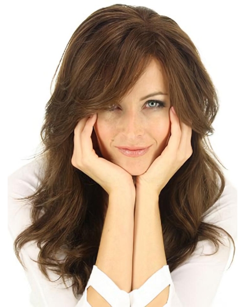 Good Auburn Straight Long Wavy Capless Human Hair Women Wigs