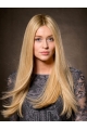 18'' Long Amazing Straight Blonde Lace Front Without Bangs Affordable Synthetic Women Wigs