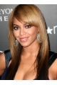 20 '' Long Straight Layered with Bangs Full Lace100% Human Hair Women Beyonce Knowles Wigs