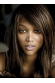 16''  Long Straight Glueless Lace Front Women Tyra Banks Stunning  Human Hair Wig