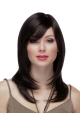 16'' Long Straight 100% Hand-Tied Mono Top Black Remy Human Hair Women Wigs