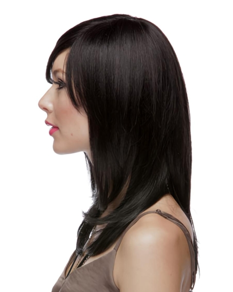 16'' Long Straight 100% Hand-Tied Mono Top Black Remy Human Hair Women Wigs