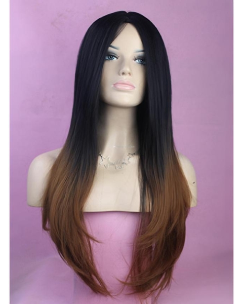 26 Inch Long Straight Lace Front 100% Remy Hair Women Ombre Wigs