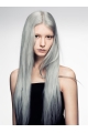 24'' Long Straight Lace Front Young Fashion  Remy Human Hair Grey Women Wigs