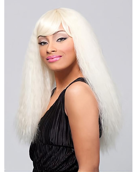 22'' Graceful Blonde Straight Long Capless Indian Remy Human Hair  Women African American Wigs