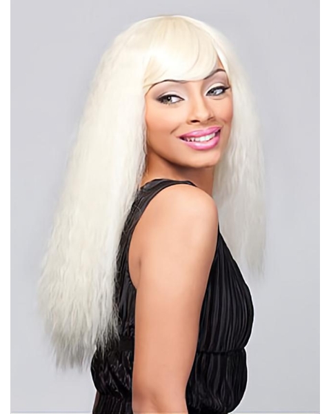 22'' Graceful Blonde Straight Long Capless Indian Remy Human Hair  Women African American Wigs