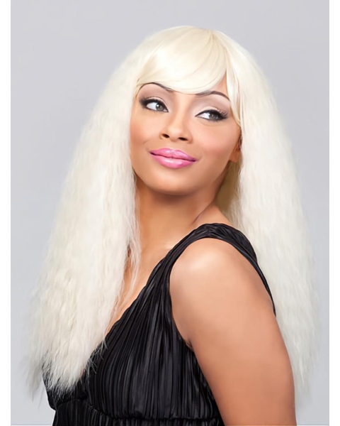 22'' Graceful Blonde Straight Long Capless Indian Remy Human Hair  Women African American Wigs